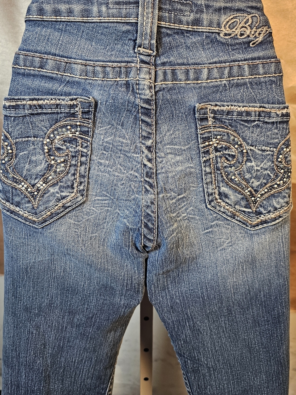 Big Star 1974 Y2K Rhinestone Embellished Straight Jeans Size 28 Western